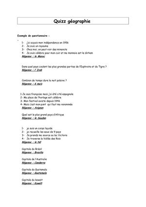 Quizz Geographie