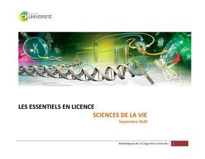 Bibliographie Les essentiels en Licence Sciences de la vie