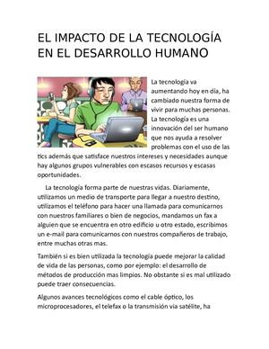 El Impacto De La Tecnología En El Desarrollo Humano