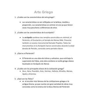 Tarea Cuestionario Arte Griego