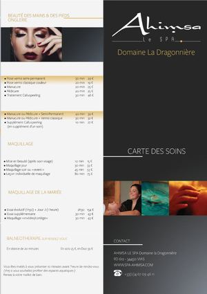 Carte Spa Domaine de la Dragonnière Fr
