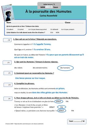 Fiches Rallye Lecture Corrigées À La Poursuite Des Humutes