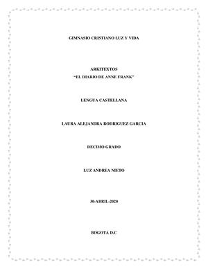 Proyecto De Lectura (EL DIARIO DE ANNE FRANK)