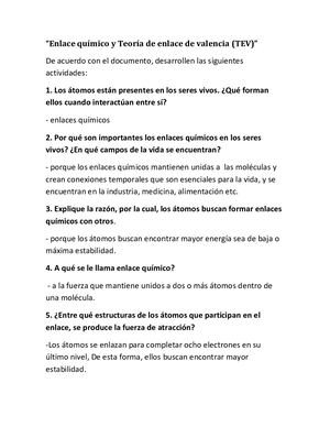 Enlace Químico Y Teoría De Enlace De Valencia
