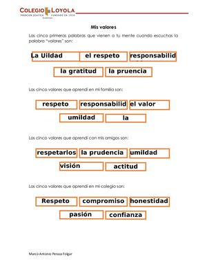 Actividad 7 Mis Valores