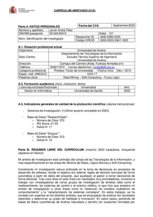 CV (Abreviado) Septiembre 2020