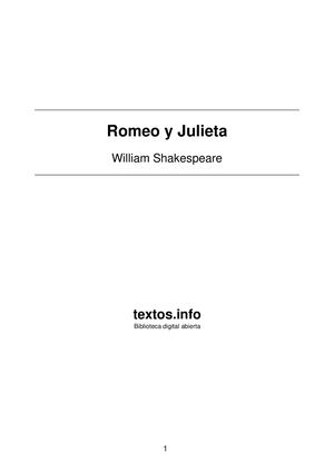 William Shakespeare Romeo Y Julieta