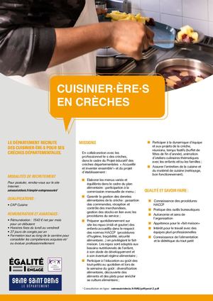 Fiche Metier Recrutement De Cuisiniers En Creche