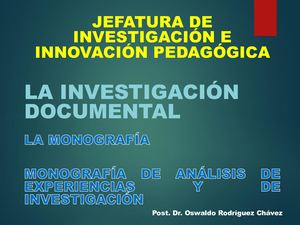 La Investigacion Documental Monografía