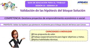 Semana 29 - EPT - VALIDACIÓN DE LAS HIPÓTESIS BLOQUE SOLUCIÓN