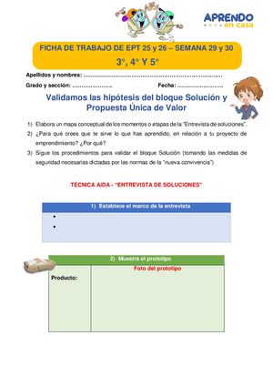 FICHA DE TRABAJO - EPT - SEMANA 29 Y 30