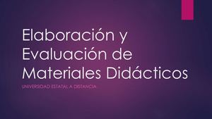 Elaboración y Evaluación de Materiales Didácticos