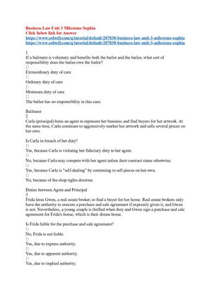 Business Law Unit 3 Milestone Sophia