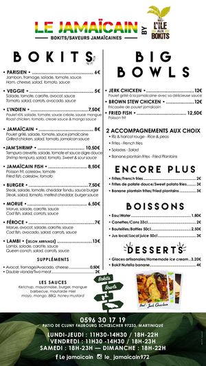 Menu Le Jamaicain