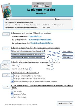Fiches Rallye Lecture Corrigées La Planète Interdite Niveaux 1 & 2