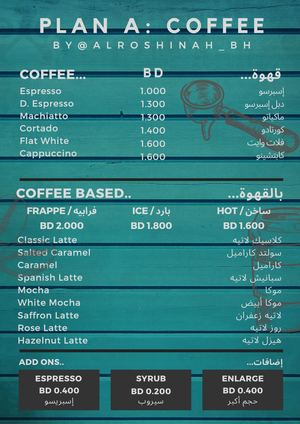 Roshi Cafe And Shisha Menu