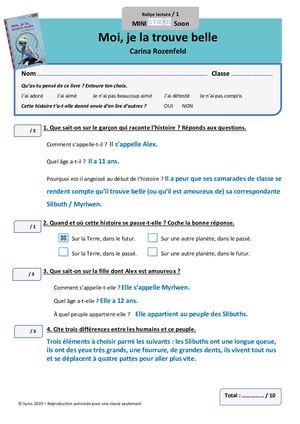 Fiches Rallye Lecture Corrigées Moi, Je La Trouve Belle Niveaux 1 & 2