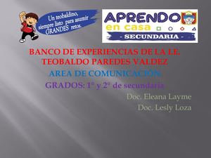 Banco De Experiencias  Jose Teobaldo Paredes Valdez