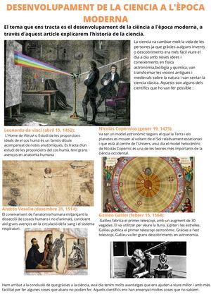 Desenvolupament De La Ciencia A L'època Moderna