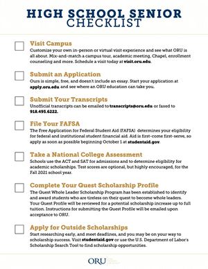 High School Senior Checklist