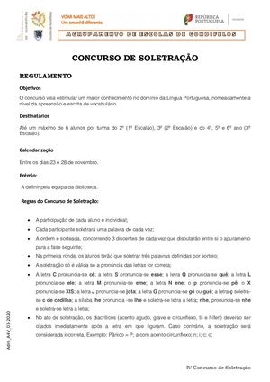 Regulamento Concurso De Soletração Outubro '20