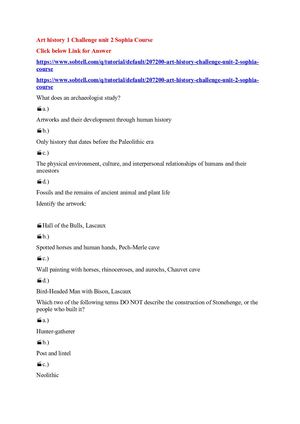 Art History 1 Challenge Unit 2 Sophia Course