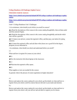 College Readiness All Challenges Sophia Course