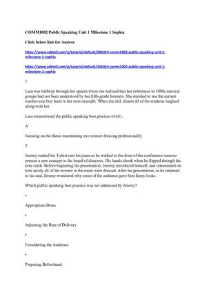Comm1002 Public Speaking Unit 1 Milestone 1 Sophia
