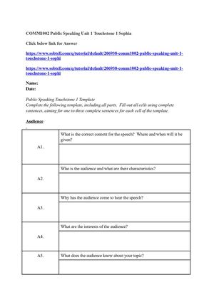Comm1002 Public Speaking Unit 1 Touchstone 1 Sophia