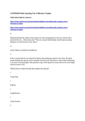 Comm1002 Public Speaking Unit 2 Milestone 2 Sophia