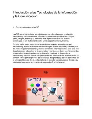 Introduccion A Las Tecnologias De La Informatica Y La Comunicacion (Tic)
