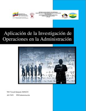 Aplicación de la Investigación de Operaciones en la Administración