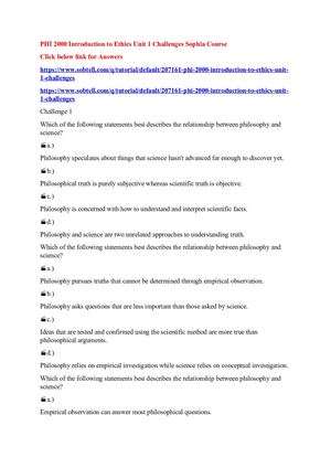 Phi 2000 Introduction To Ethics Unit 1 Challenges Sophia Course