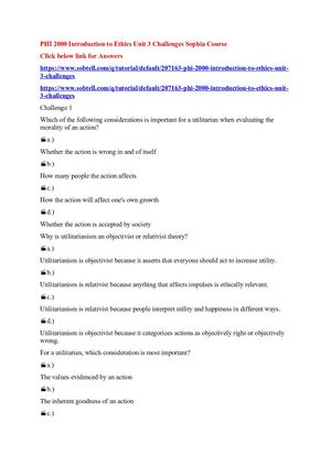 Phi 2000 Introduction To Ethics Unit 3 Challenges Sophia Course