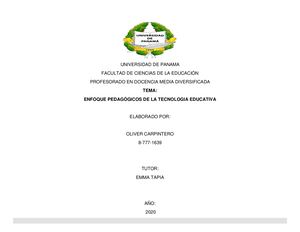 Enfoque Pedagogico De La Tecnologia Educativa