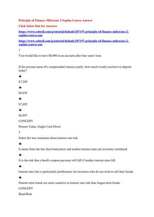 Principle Of Finance Milestone 2 Sophia Course Answer