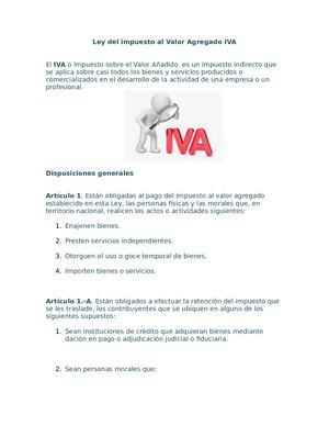 Ley Del Impuesto Al Valor Agregado Iva