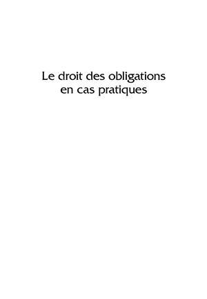 Droit des obligations en cas pratiques