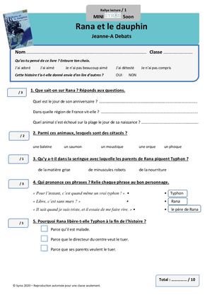 Fiches Rallye Lecture Rana Et Le Dauphin Niveaux 1 & 2