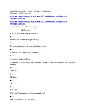 Sci 115 Human Biology Unit 6 Challenges Sophia Course