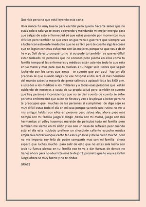Querida Persona Que Está Leyendo Esta Carta