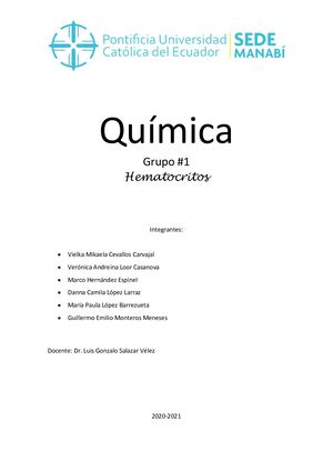 Quimica, Trabajo En Grpo 1, Hematrocito
