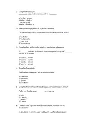 Complete La Analogía