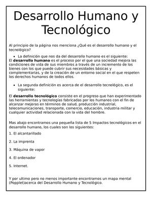 Desarrollo Humano Y Tecnológico