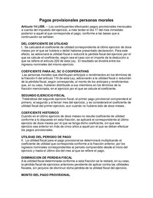 Pagos Provisionales Personas Morales