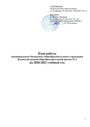 ПЛАН РАБОТЫ ШКОЛЫ 20 21 с ВПР