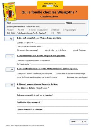Fiches Rallye Lecture Qui A Fouillé Chez Les Wisigoths Niveaux 1 & 2