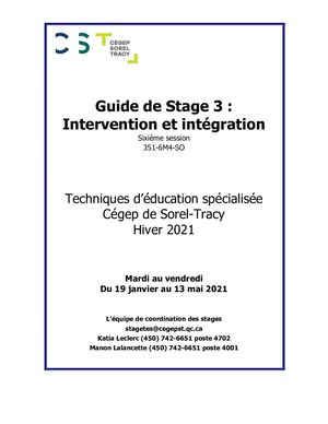 Guide Stage 3 Hiver 2021