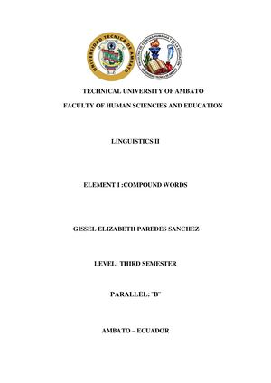 Element I Linguistics Ii