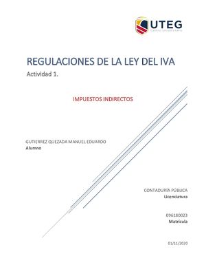 Actividad 1 Regulaciones de la ley del IVA.